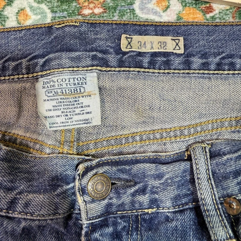 Vintage‎ 90's Polo Ralph Lauren Men's Distressed Denim Jeans Size 34x32